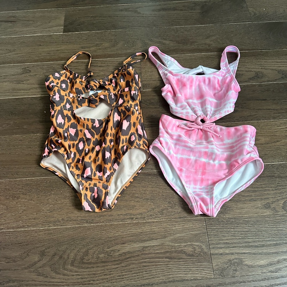 Art Class One Piece Animal Print and Tie dye Swimsuits  6/7